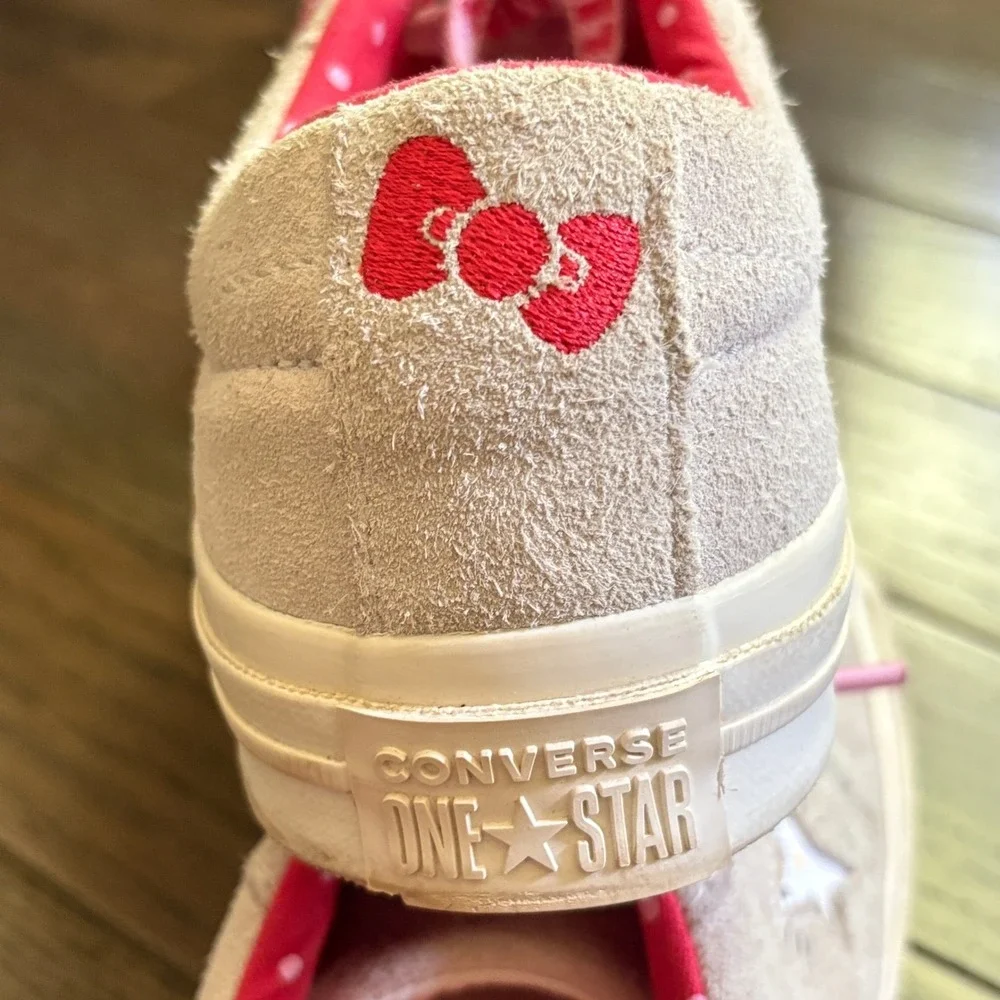 Hello‎ Kitty Converse One Star Sneakers Women Sz 6.5 Gray Suede Pink Laces - Picture 4 of 12